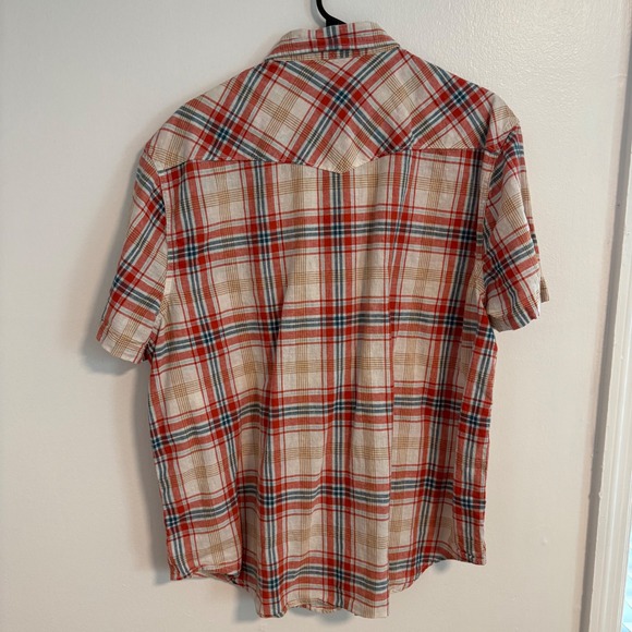 Lucky Brand Plaid Western Snap Shirt Men's XXL Short Sleeve Cotton Linen Blend - Picture 6 of 12